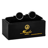 Silver Black Circles Mens Stainless Steel Square Cufflinks for Shirt with Box - Hand Crafted Perfect Gift